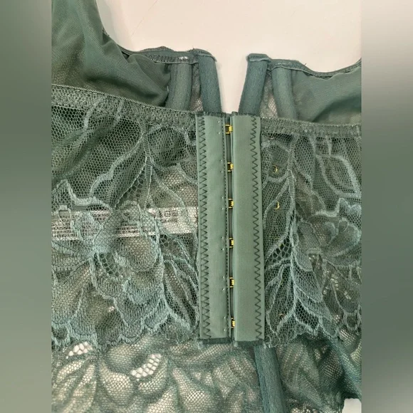 ANTHROPOLOGIE NWT TEIL GREEN LACE STRAPLESS ADJUSTABLE CORSET BRALETTE SZ XL - Picture 7 of 9